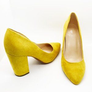 New yellow Nine West Cara blocked heel